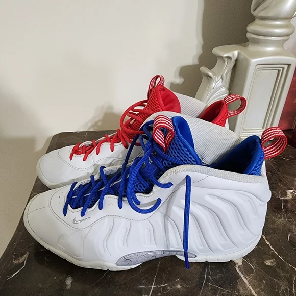 Kids White, Red, and Blue Sneakers